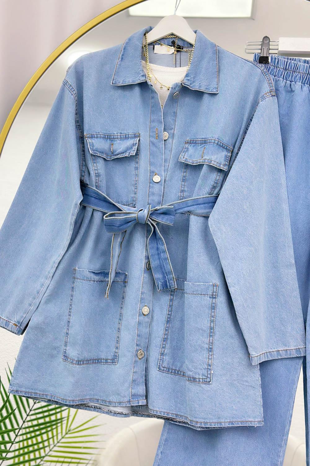 KEMERLİ PANTOLONLU KOT TAKIM