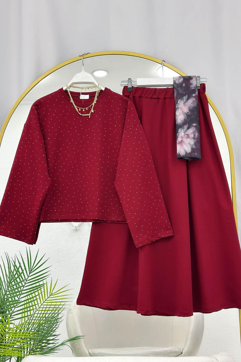 IŞILTILI PENYE ETEKLİ KADIN TAKIM