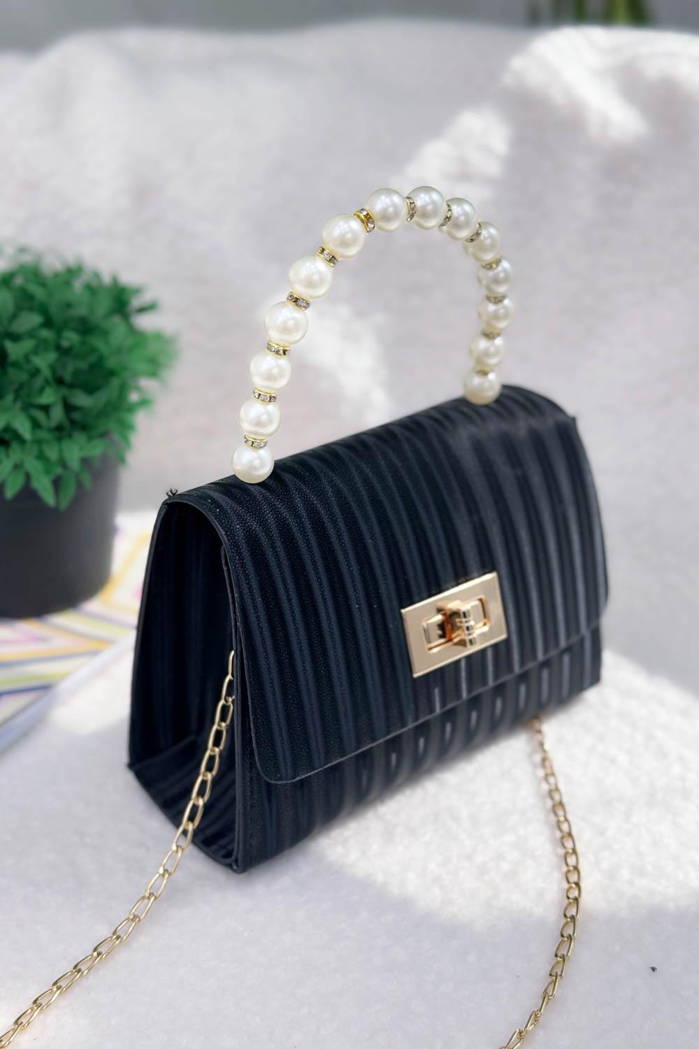 SEVİLLA BEYAZ İNCİLİ SAPLI  ASKILI  KADIN EL VE OMUZ VE  ÇANTASI