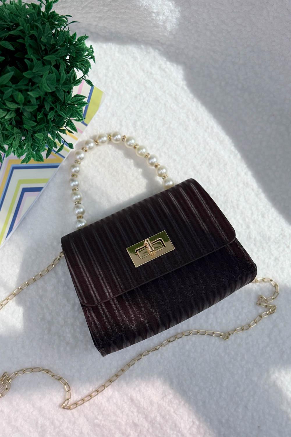 SEVİLLA BEYAZ İNCİLİ SAPLI  ASKILI  KADIN EL VE OMUZ VE  ÇANTASI