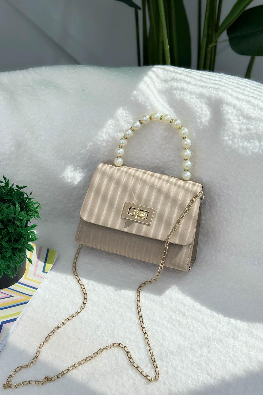 SEVİLLA BEYAZ İNCİLİ SAPLI  ASKILI  KADIN EL VE OMUZ VE  ÇANTASI