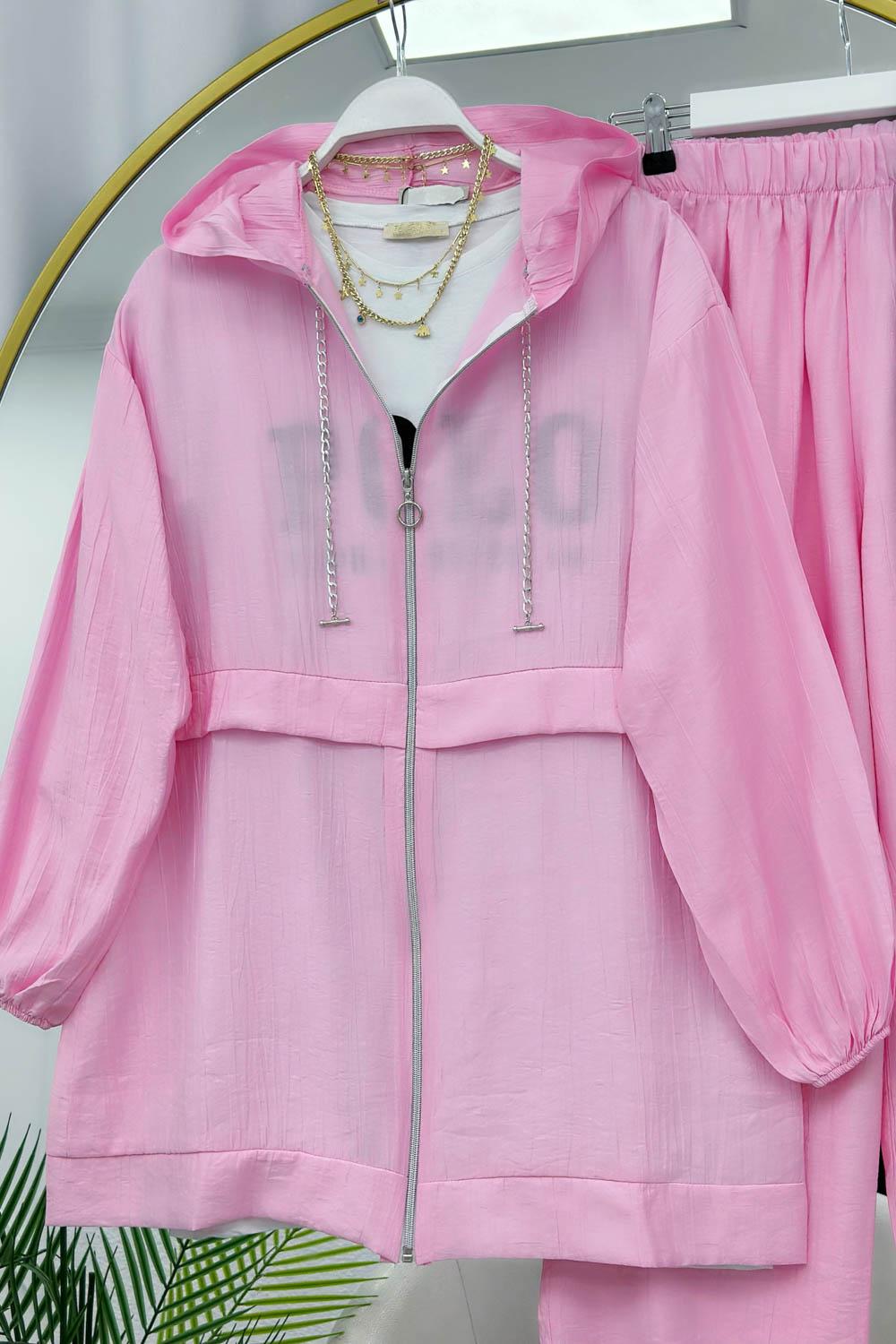 YAKASI ZİNCİR DETAYLI KRINKIL KADIN TAKIM