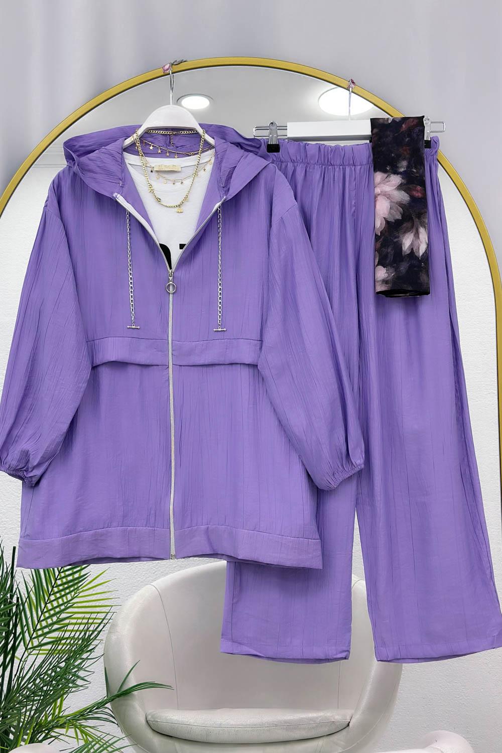 YAKASI ZİNCİR DETAYLI KRINKIL KADIN TAKIM