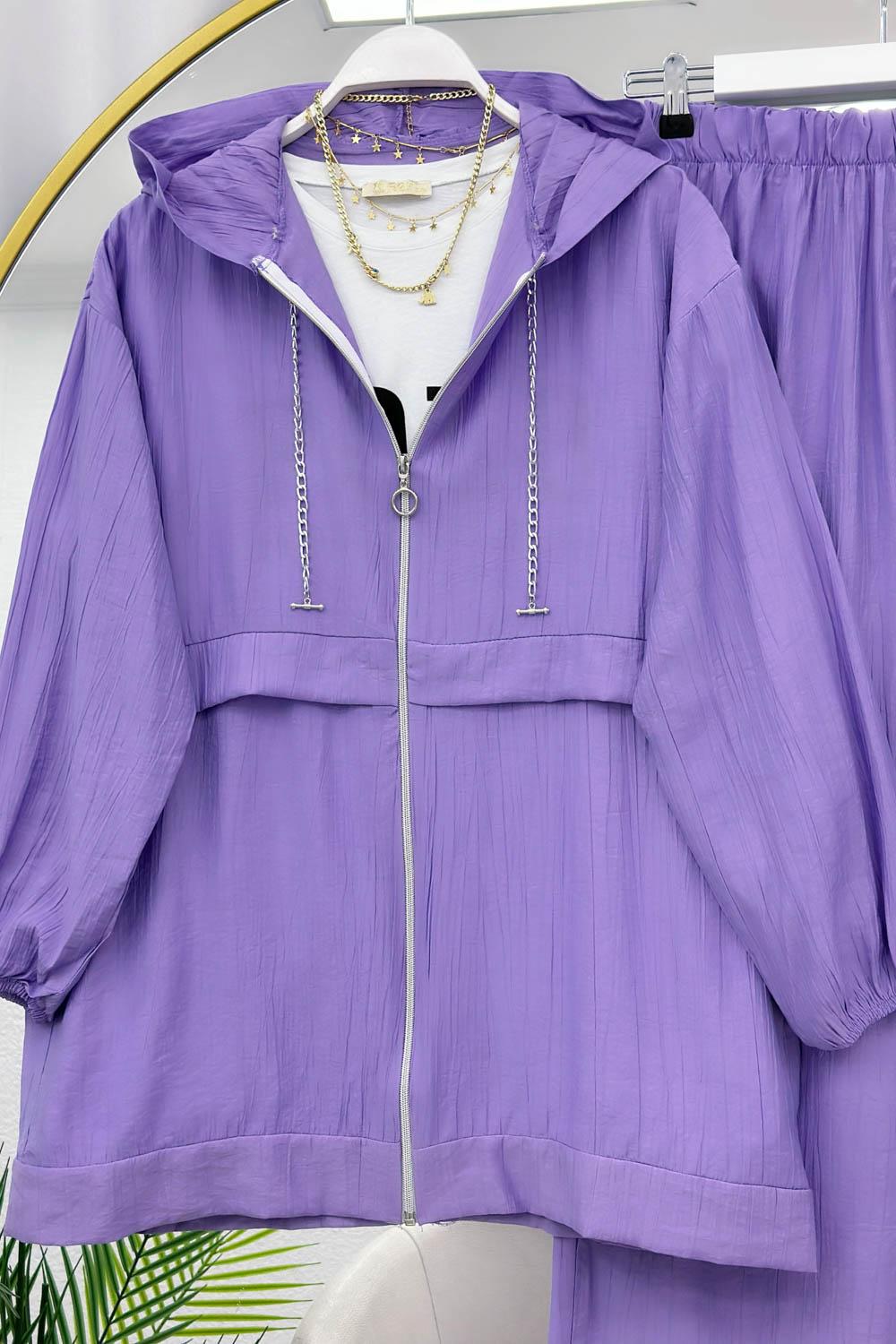 YAKASI ZİNCİR DETAYLI KRINKIL KADIN TAKIM