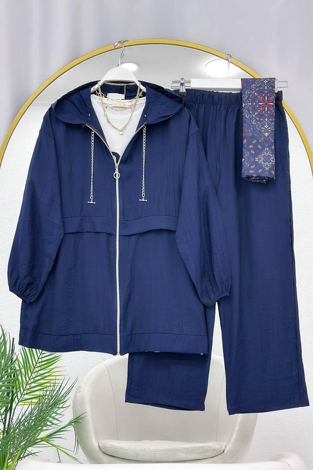 YAKASI ZİNCİR DETAYLI KRINKIL KADIN TAKIM