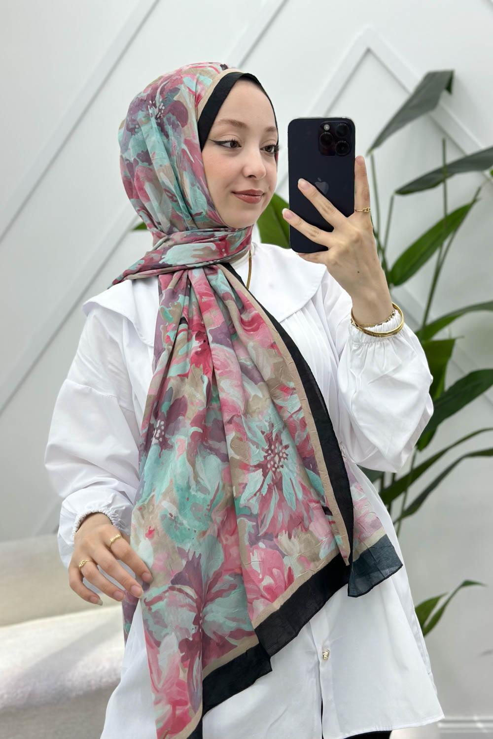 ÇARKIFELEK ÇİÇEĞİ DESENLİ BAMBU KRAŞ ŞAL