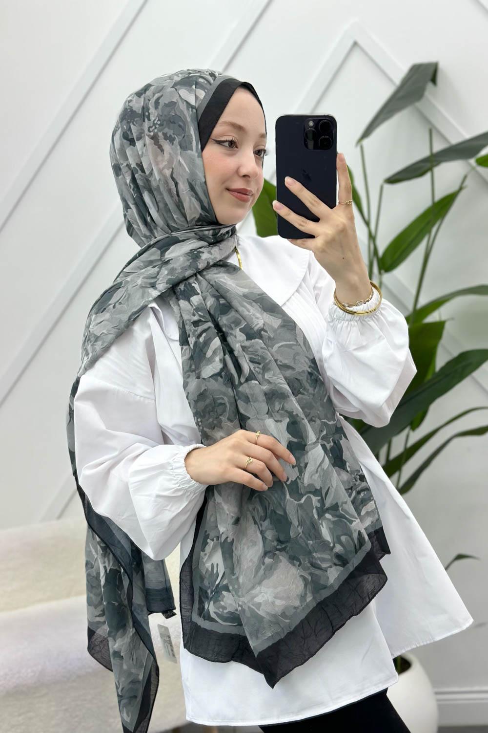 ÇARKIFELEK ÇİÇEĞİ DESENLİ BAMBU KRAŞ ŞAL
