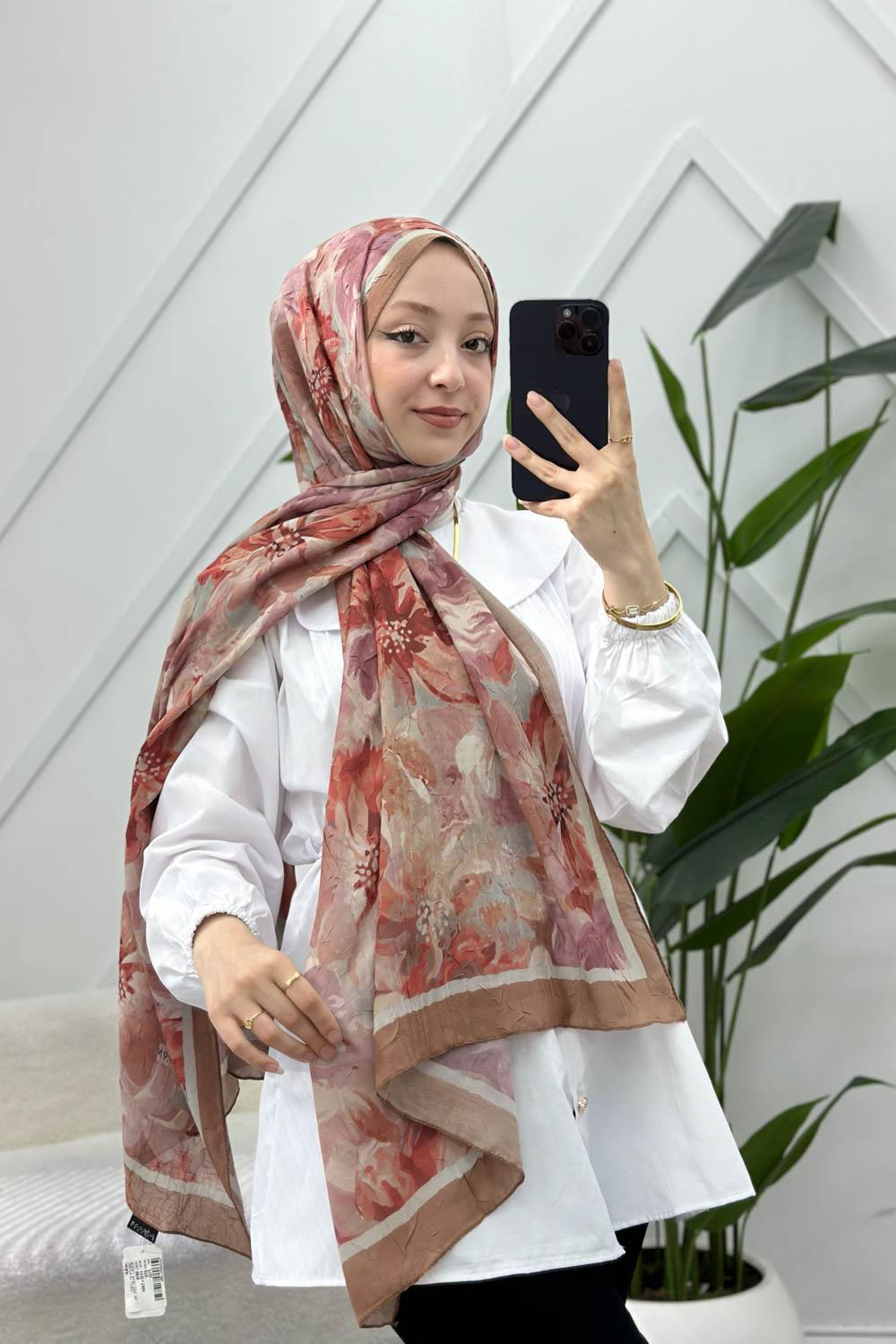 ÇARKIFELEK ÇİÇEĞİ DESENLİ BAMBU KRAŞ ŞAL
