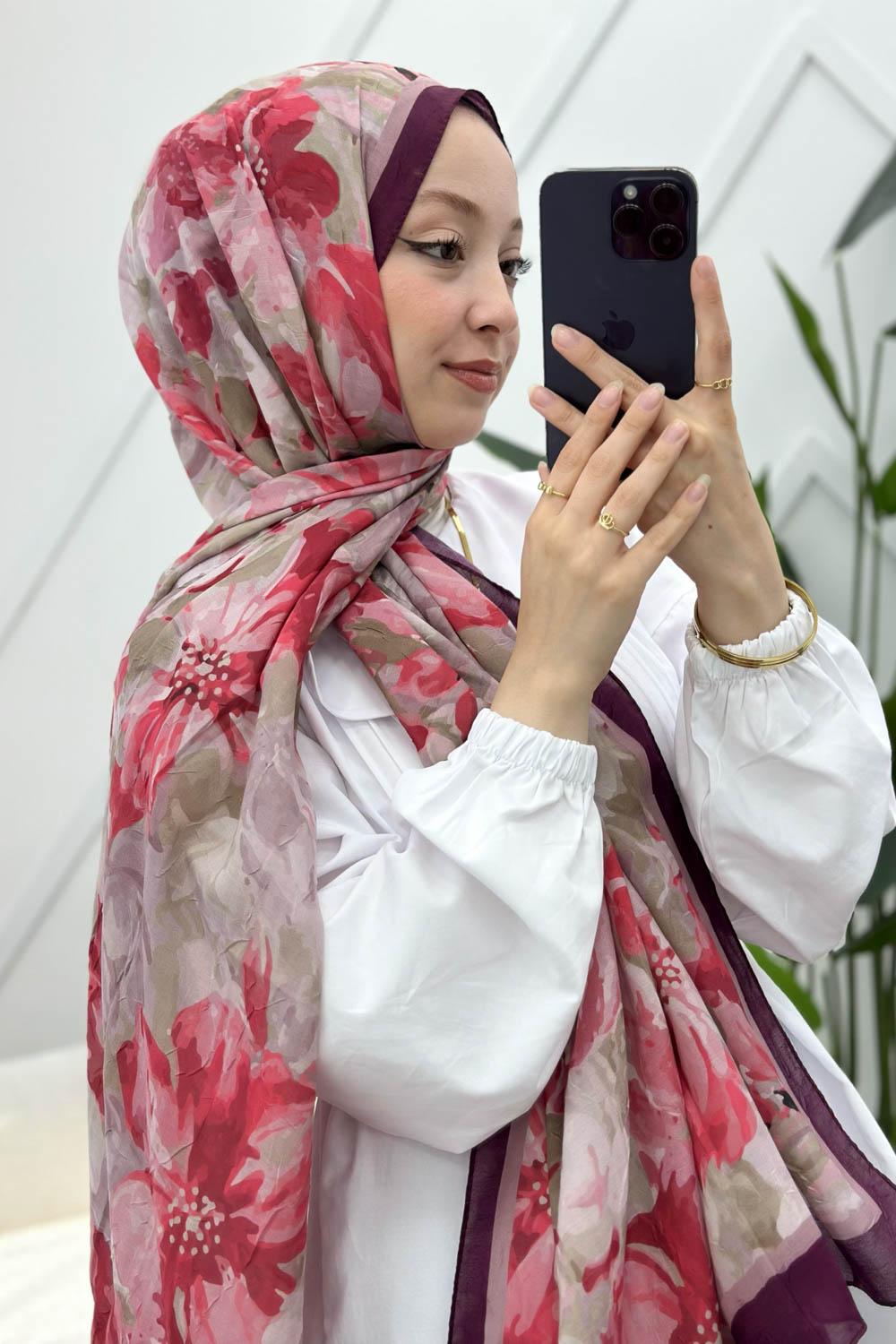 ÇARKIFELEK ÇİÇEĞİ DESENLİ BAMBU KRAŞ ŞAL