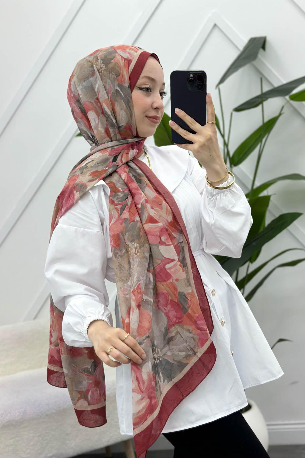 ÇARKIFELEK ÇİÇEĞİ DESENLİ BAMBU KRAŞ ŞAL