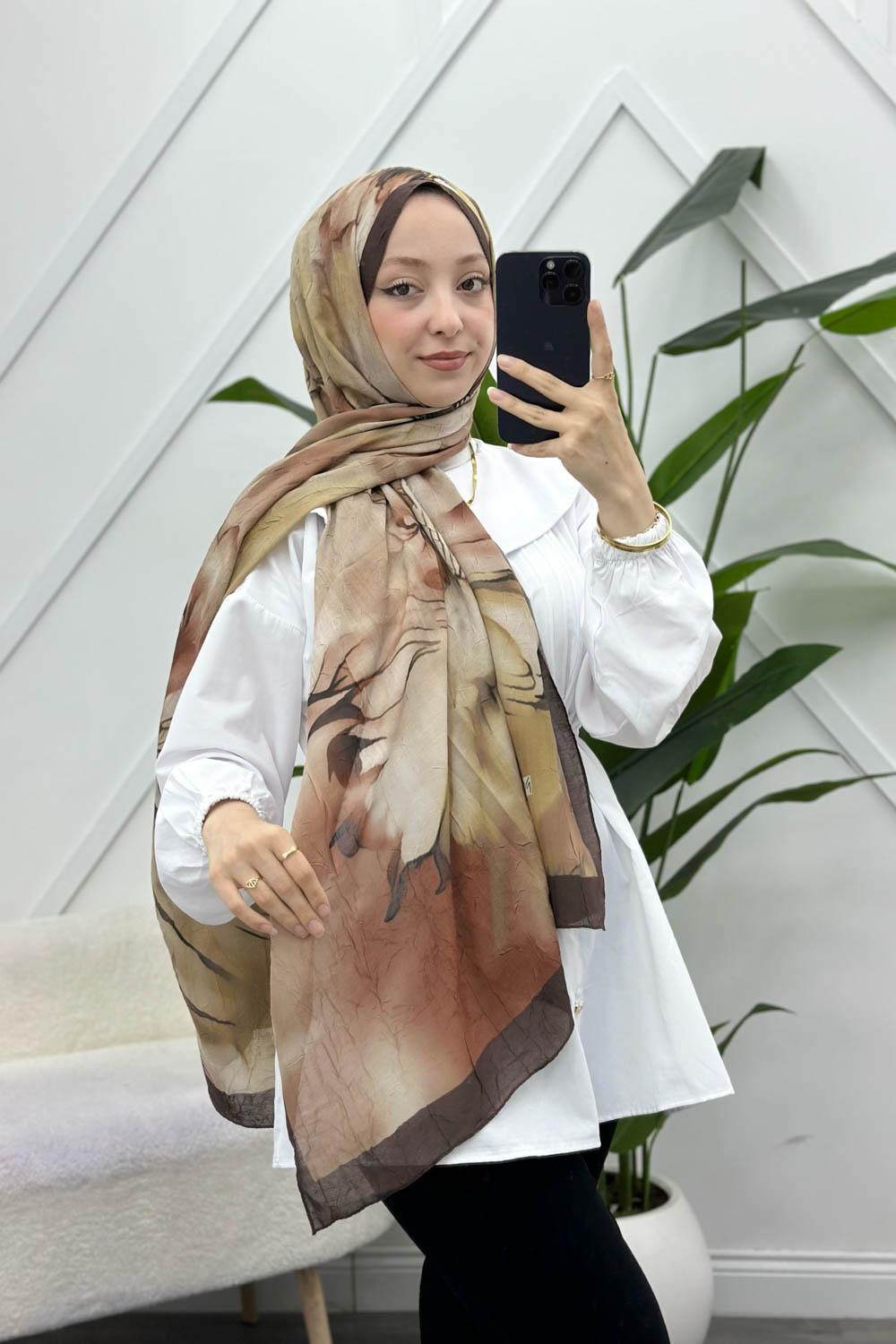 MOON ÇİÇEK DESENLİ BAMBU KRAŞ ŞAL
