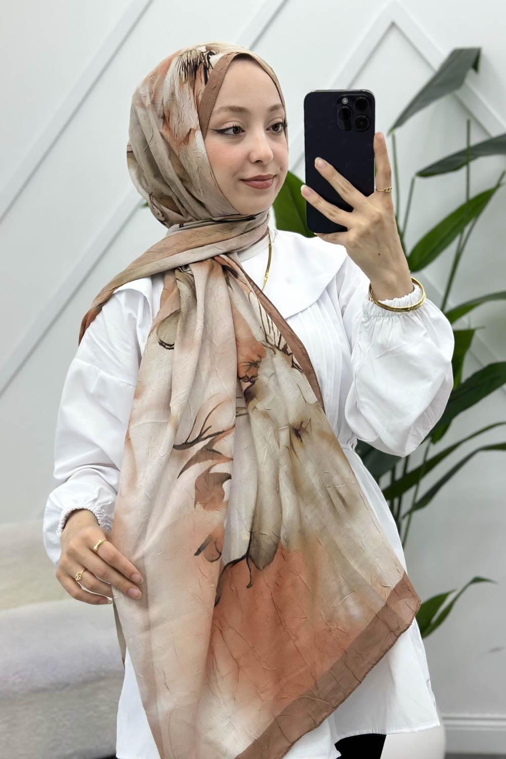 MOON ÇİÇEK DESENLİ BAMBU KRAŞ ŞAL