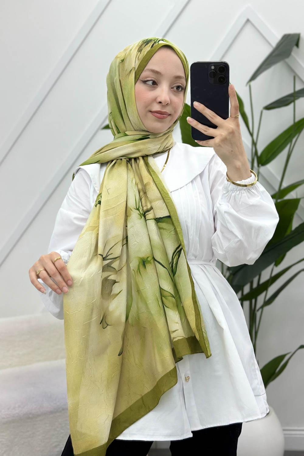 MOON ÇİÇEK DESENLİ BAMBU KRAŞ ŞAL