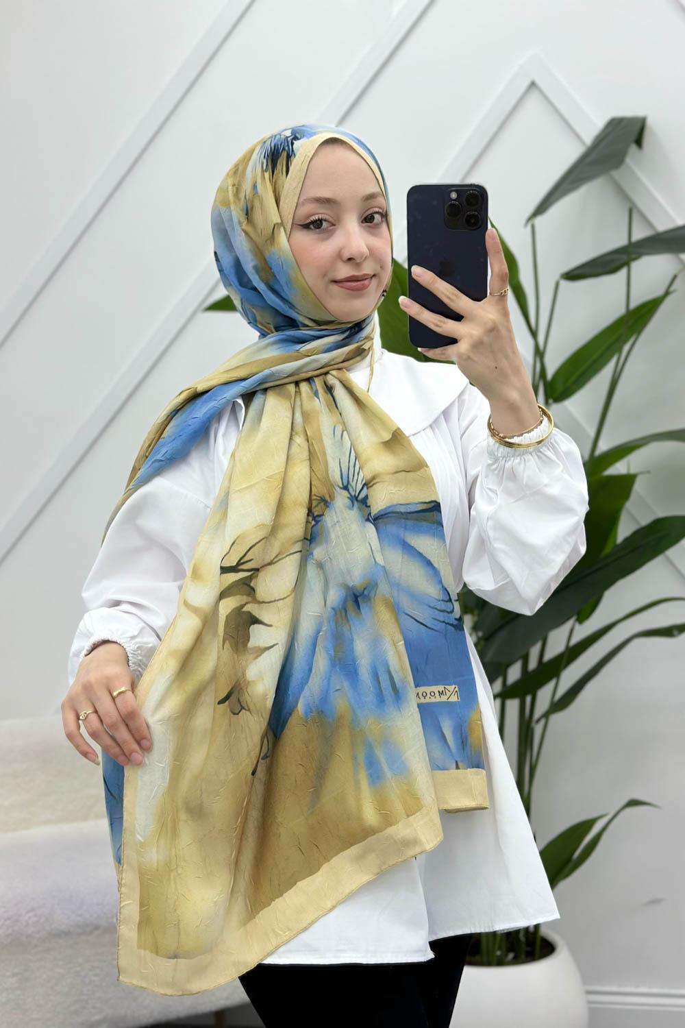 MOON ÇİÇEK DESENLİ BAMBU KRAŞ ŞAL