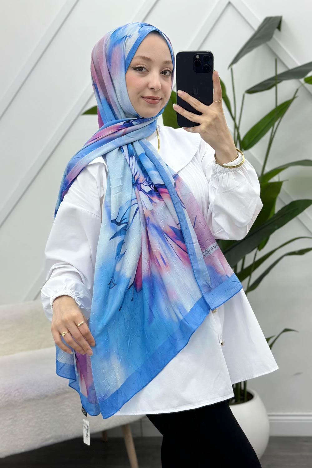 MOON ÇİÇEK DESENLİ BAMBU KRAŞ ŞAL