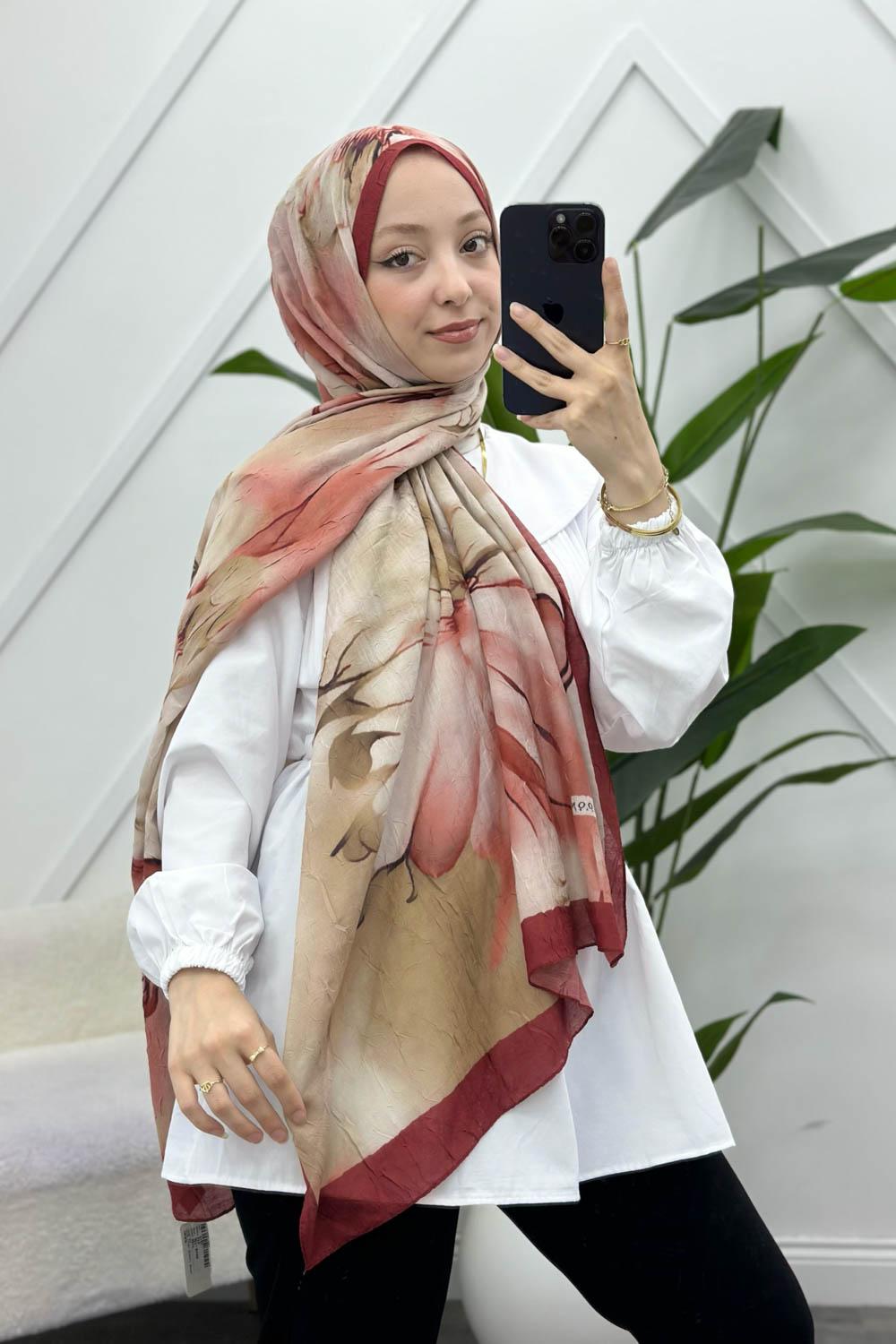 MOON ÇİÇEK DESENLİ BAMBU KRAŞ ŞAL