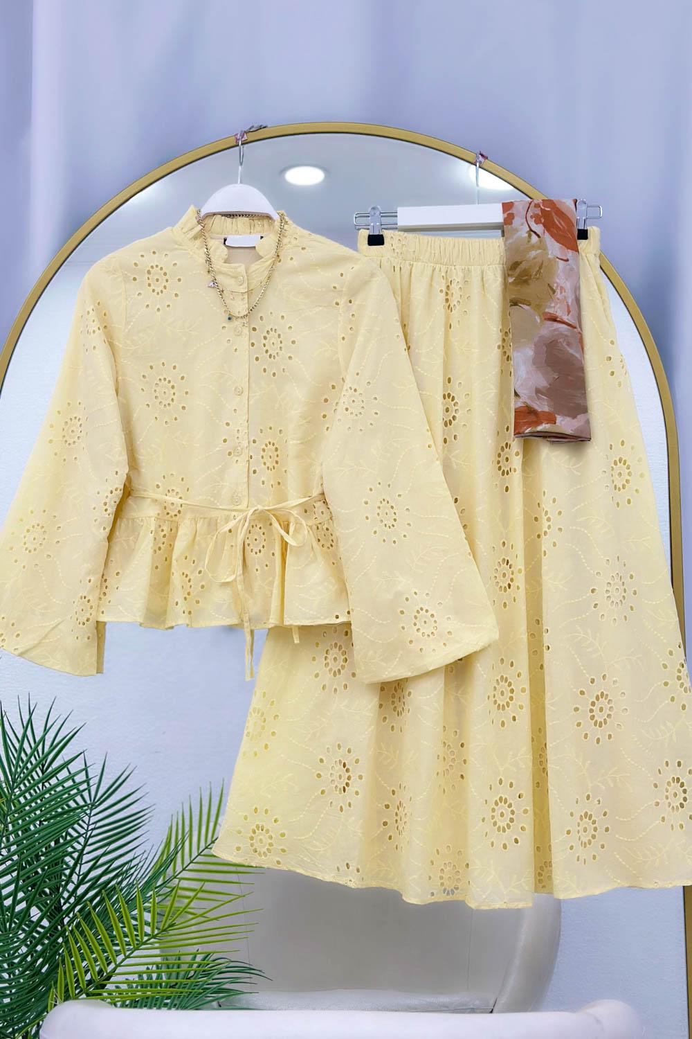 GÜPÜRLÜ ETEKLİ KADIN TAKIM
