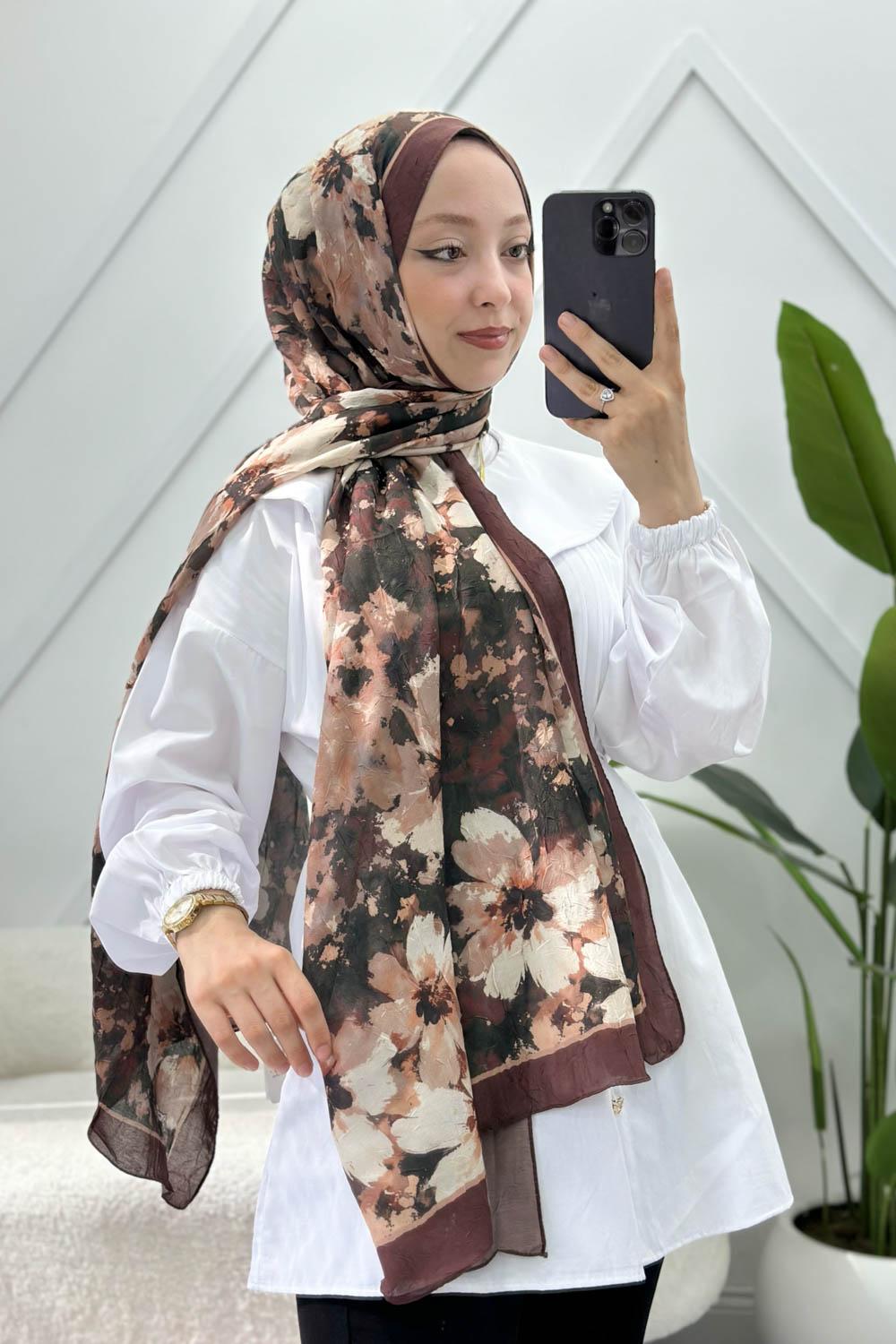 KARIŞIK ÇİÇEK DESEN PAMUK SOFT ŞAL