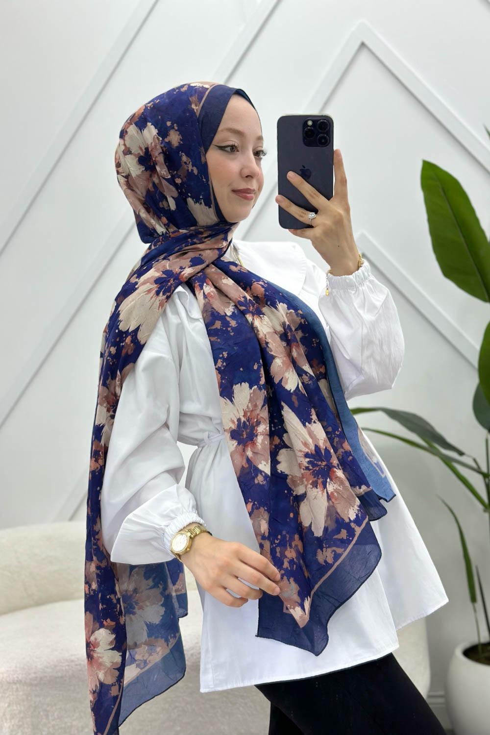 KARIŞIK ÇİÇEK DESEN PAMUK SOFT ŞAL