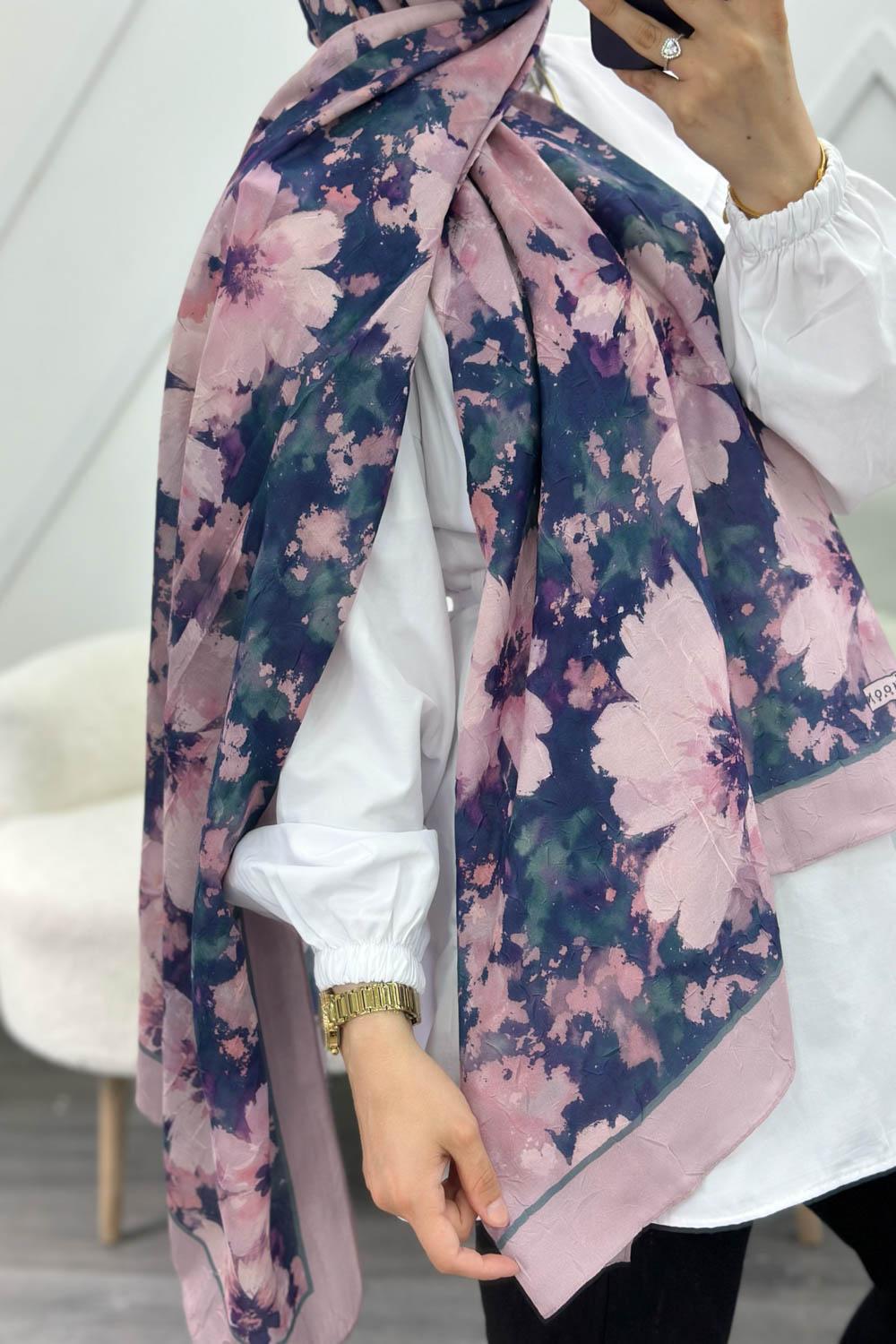 KARIŞIK ÇİÇEK DESEN PAMUK SOFT ŞAL