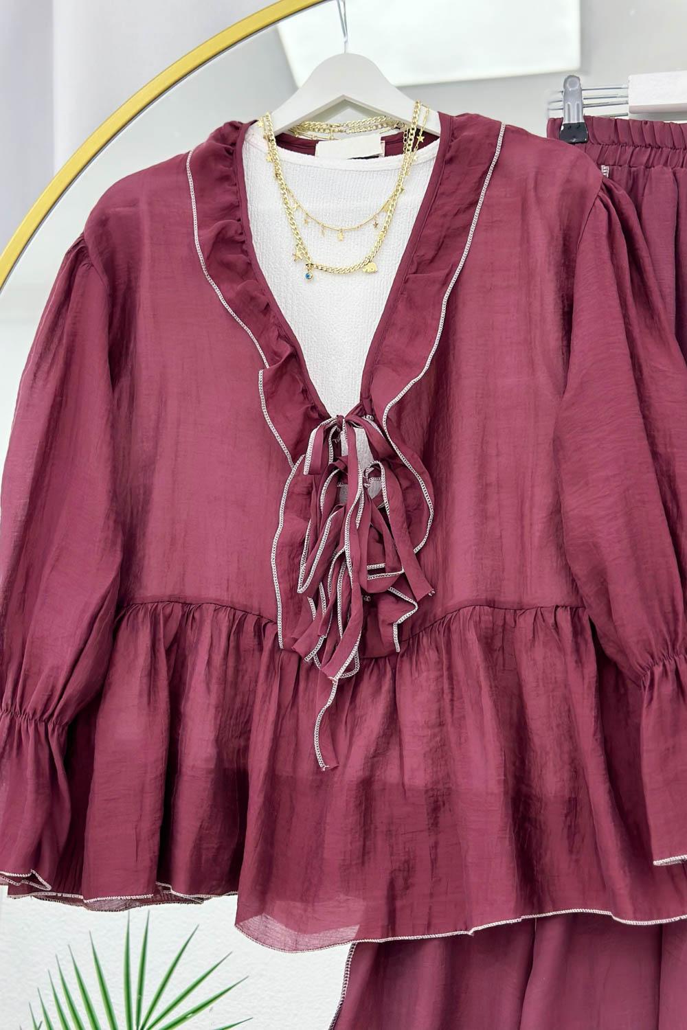 ÖNÜ İPLİ FIRFIR DETAYLI ETEK TAKIM