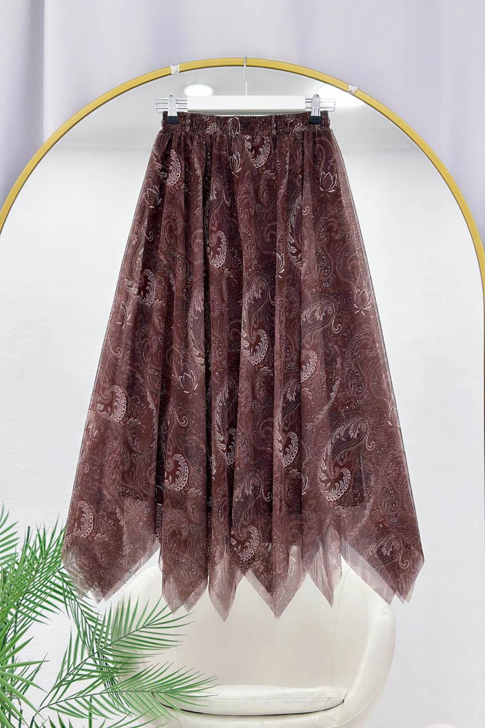 ASİMETRİK KESİM ASTARLI ŞİFON ETEK
