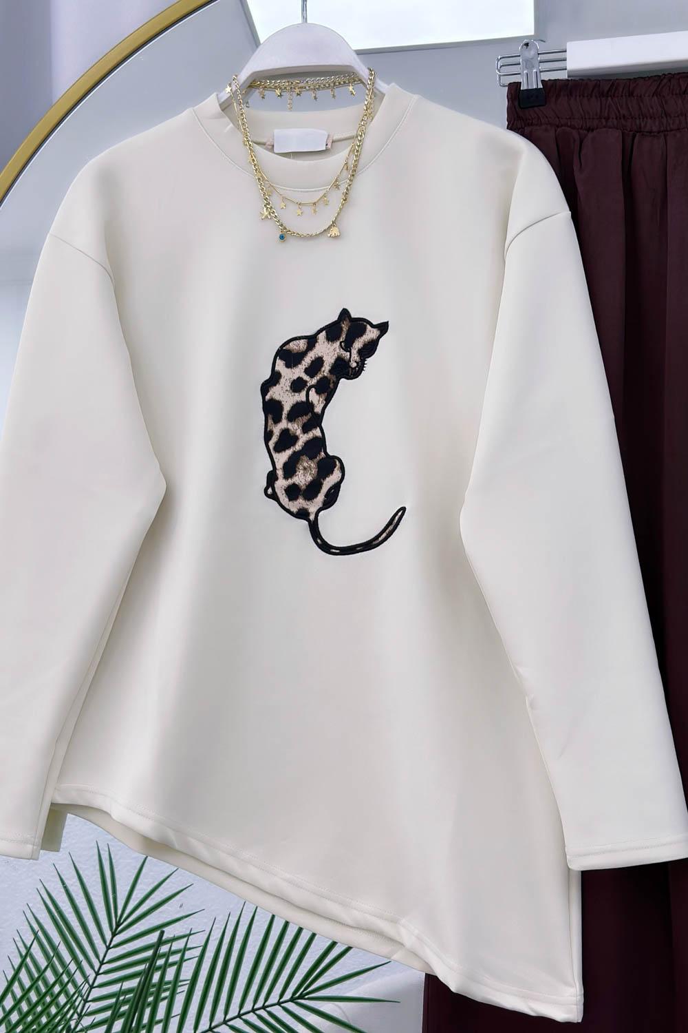 LEOPAR ASMETRİK KESİM PANTOLON TAKIM