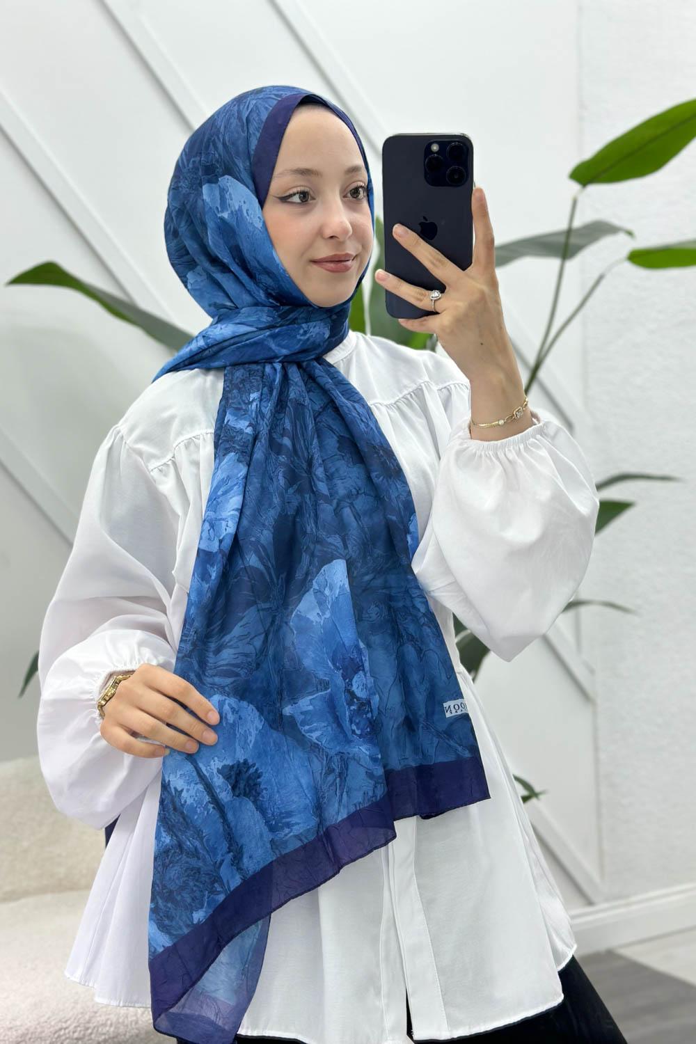 LACİVERT PAMUK SOFT ŞAL SERİSİ