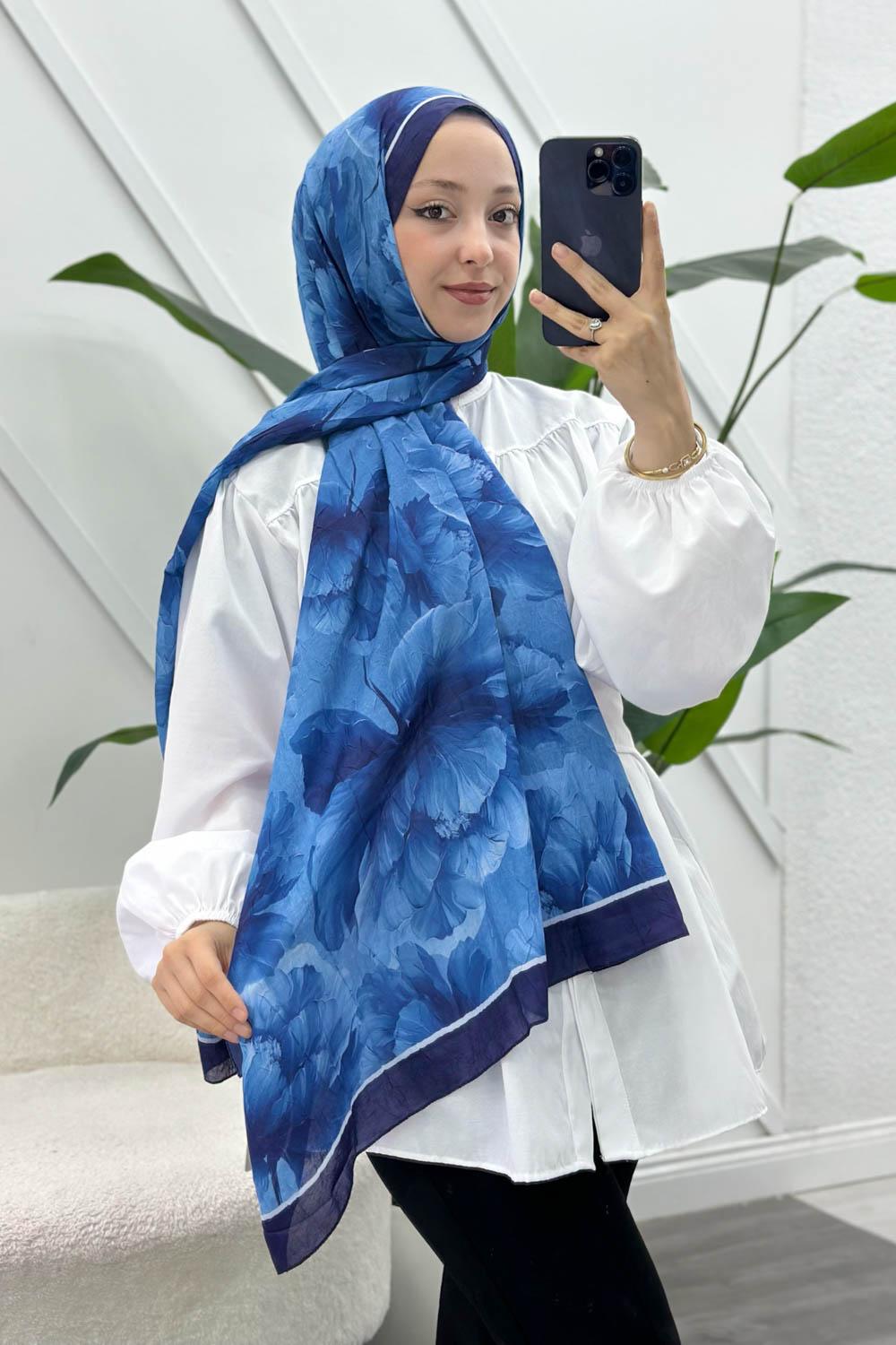 LACİVERT PAMUK SOFT ŞAL SERİSİ