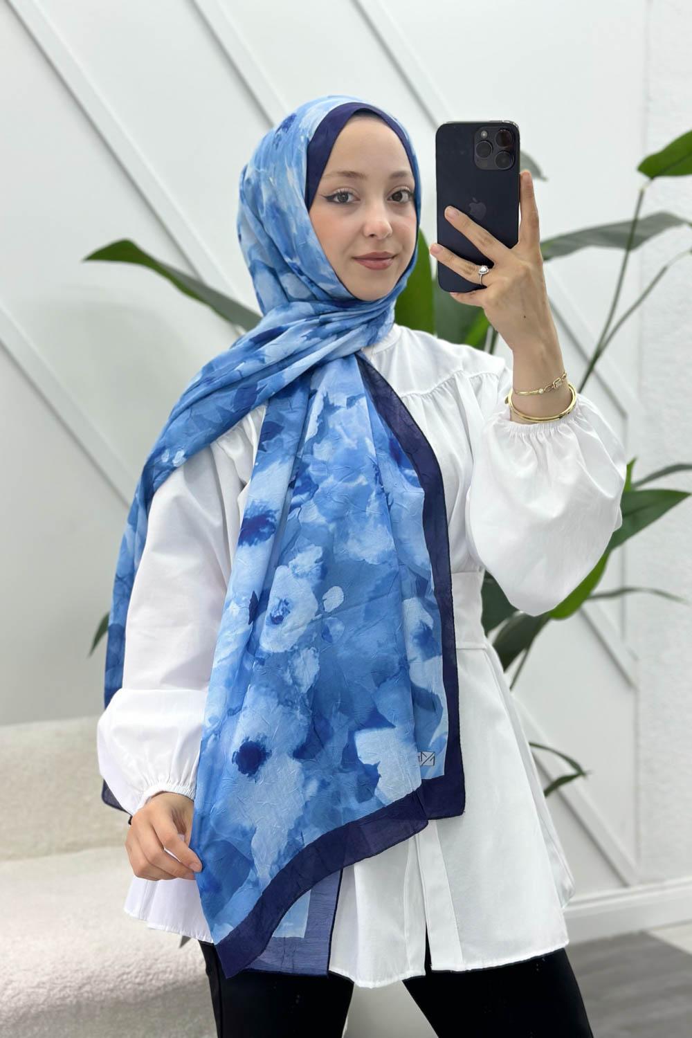 LACİVERT PAMUK SOFT ŞAL SERİSİ