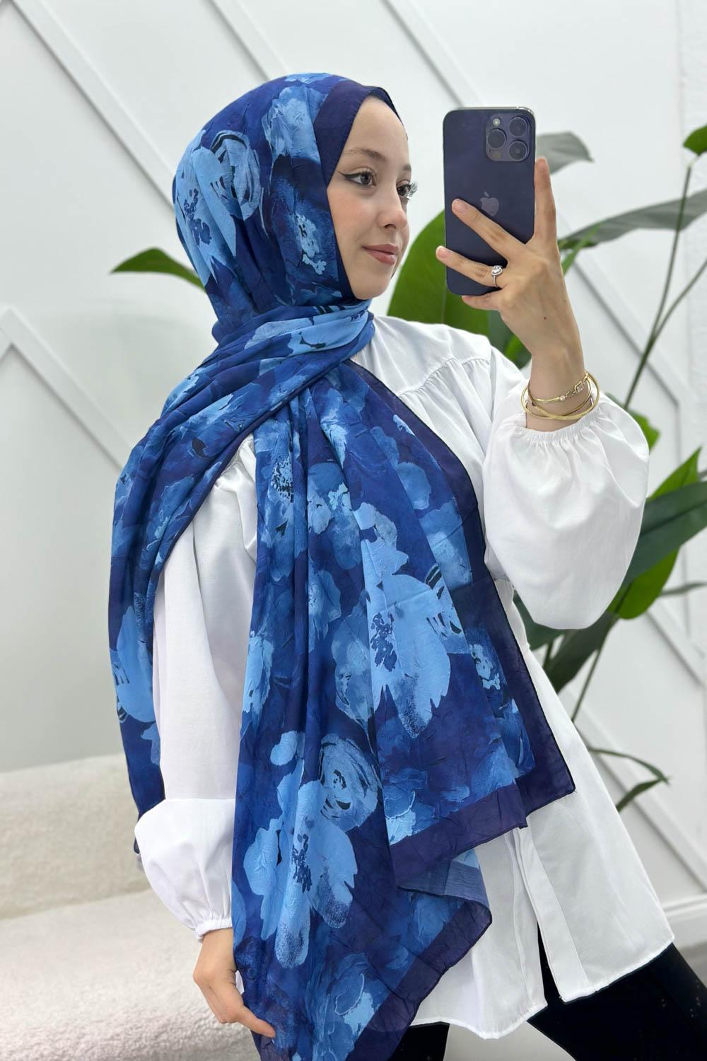 LACİVERT PAMUK SOFT ŞAL SERİSİ
