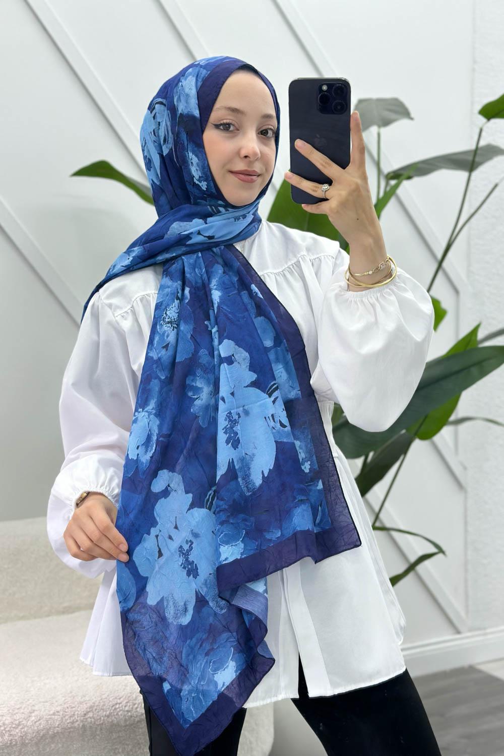 LACİVERT PAMUK SOFT ŞAL SERİSİ