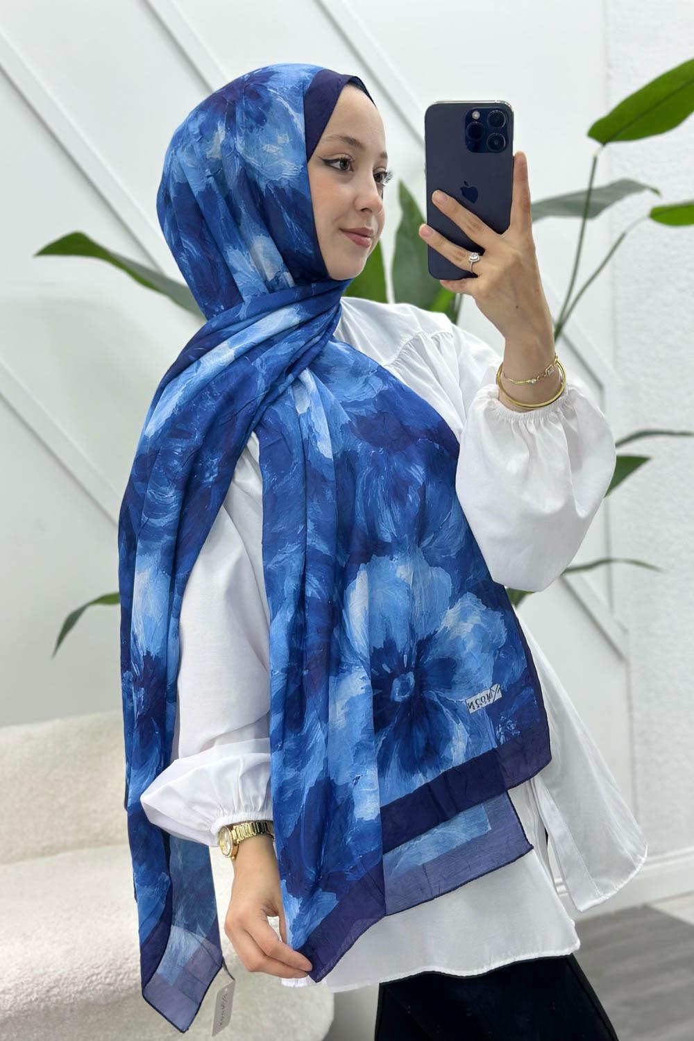 LACİVERT PAMUK SOFT ŞAL SERİSİ