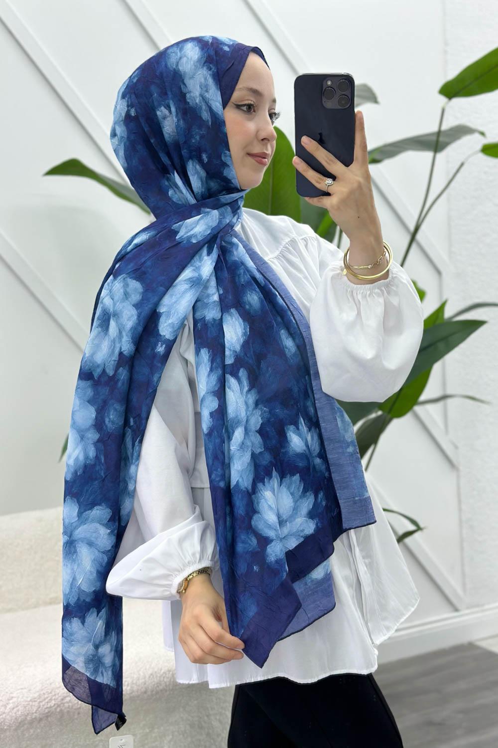 LACİVERT PAMUK SOFT ŞAL SERİSİ