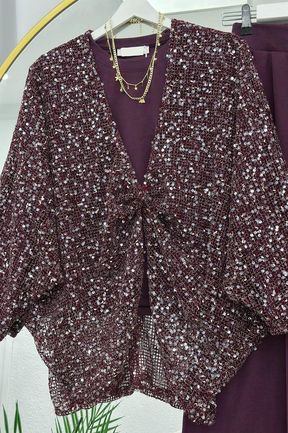 ÜSTÜ PİLELİ PULLU PANTOLONLU  3 LÜ TAKIM