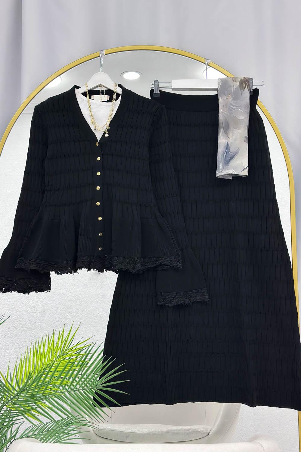 VİNTAGE DANTEL ETEKLİ TRİKO TAKIM