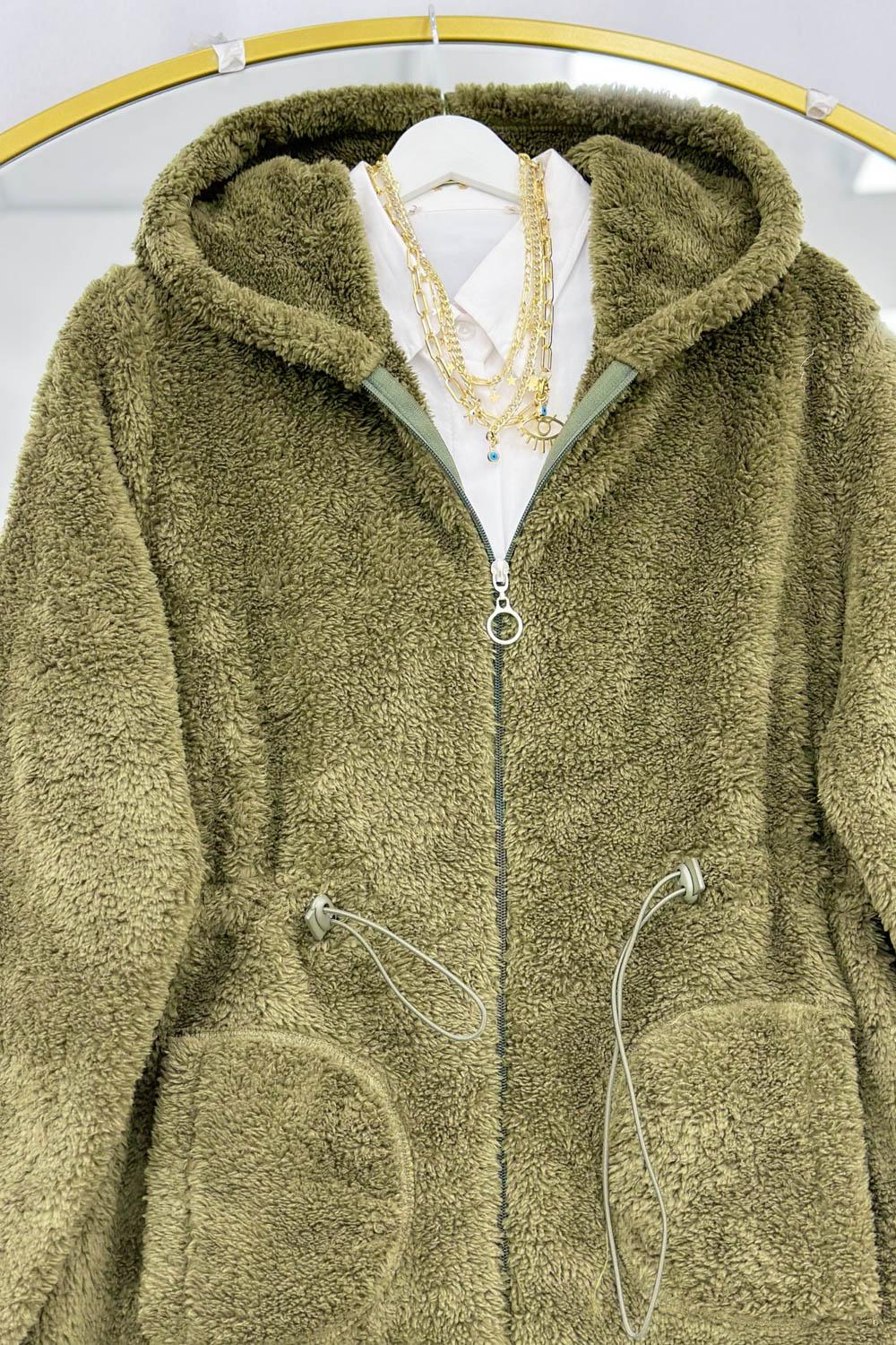 BELİ LASTİKLİ CEPLİ PELUŞ MONT