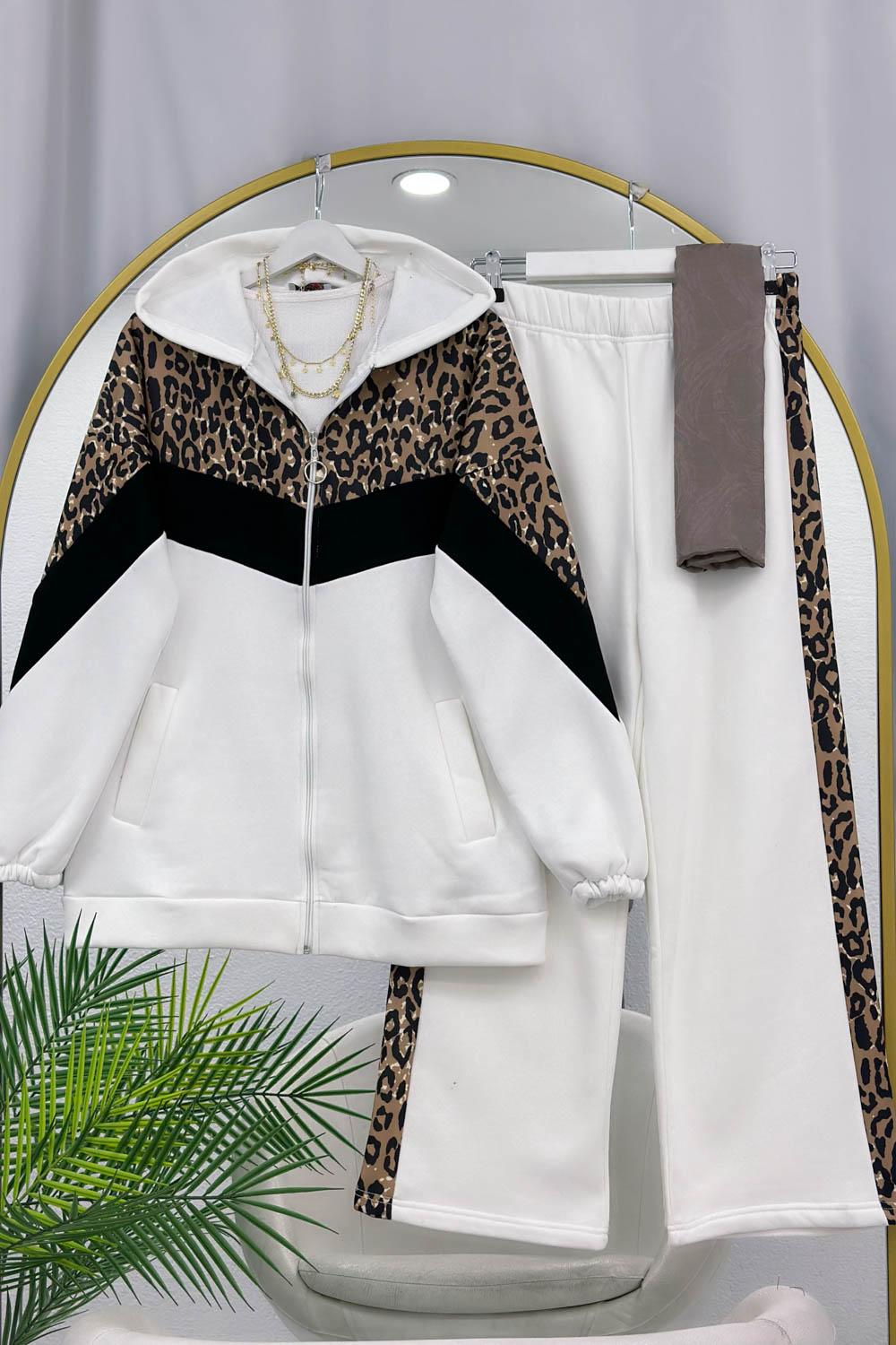 LEOPAR GARNİLİ ÜÇ İPLİK SPOR TAKIM