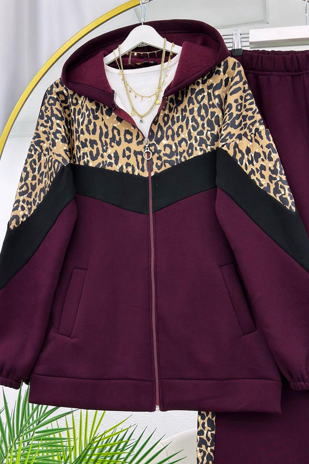 LEOPAR GARNİLİ ÜÇ İPLİK SPOR TAKIM