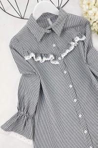 KOL UCU VE ÖNÜ GÜPÜRLÜ COTON GÖMLEK