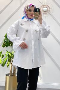 KOLLARI BAĞLAMALI TAŞLI GÖMLEK