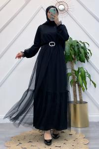 KEMERLİ TÜL ELBİSE