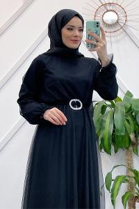 KEMERLİ TÜL ELBİSE
