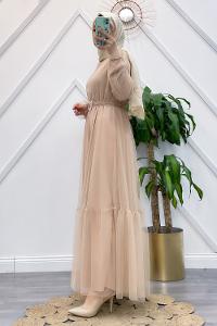 KEMERLİ TÜL ELBİSE