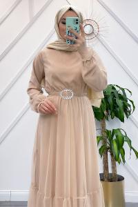 KEMERLİ TÜL ELBİSE