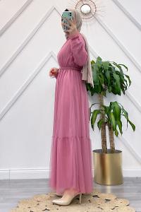 KEMERLİ TÜL ELBİSE