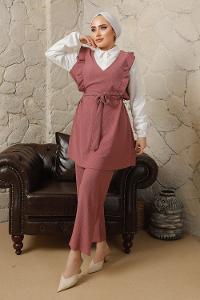 KUŞAKLI BÜRÜMCÜK SÜVETER TAKIM