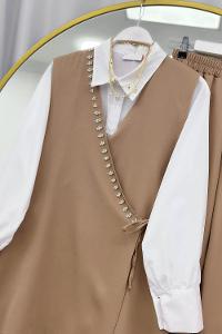 SIRATAŞ İŞLEMELİ KREP ÜÇLÜ TAKIM