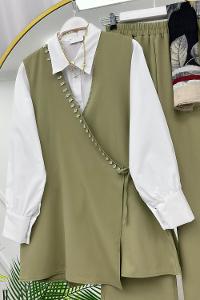 SIRATAŞ İŞLEMELİ KREP ÜÇLÜ TAKIM