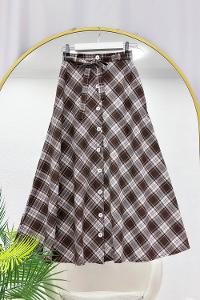 BOYDAN DÜĞMELİ KUŞAKLI ETEK